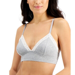 Jenni Women On Repeat Wide Lace Bralette Sleep Grey Heather Size L